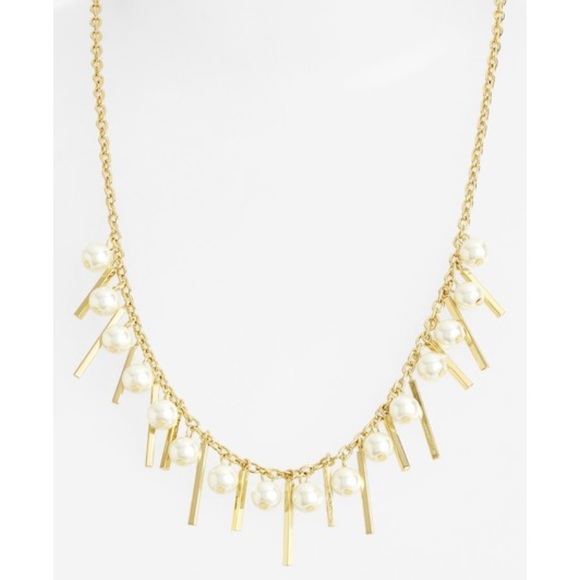 Rebecca Minkoff Gold Fringe Pearl Charm Necklace - Picture 7 of 7